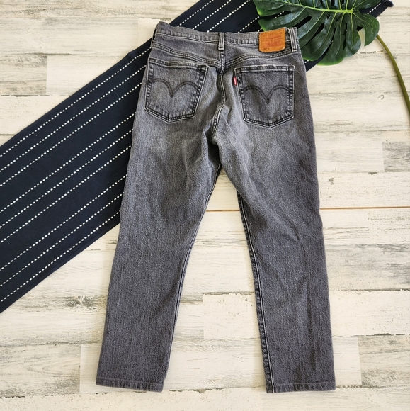 Levis Premium 501 Skinny Jeans Coal Black Size 28 CROPPED - Picture 6 of 12